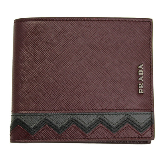 Prada Leather SAFFIANO Wallet GRECHE Gray Bifold - Picture 1 of 4